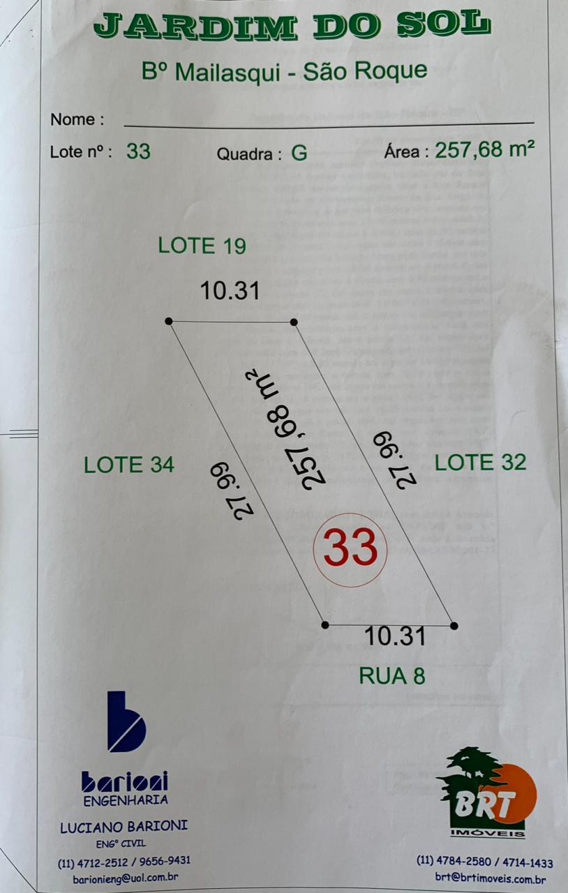 Terreno no Jardim do Sol (Mailasqui) em São Roque!